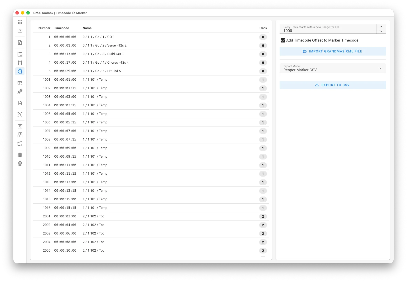 Timecode To Markers - Screenshot