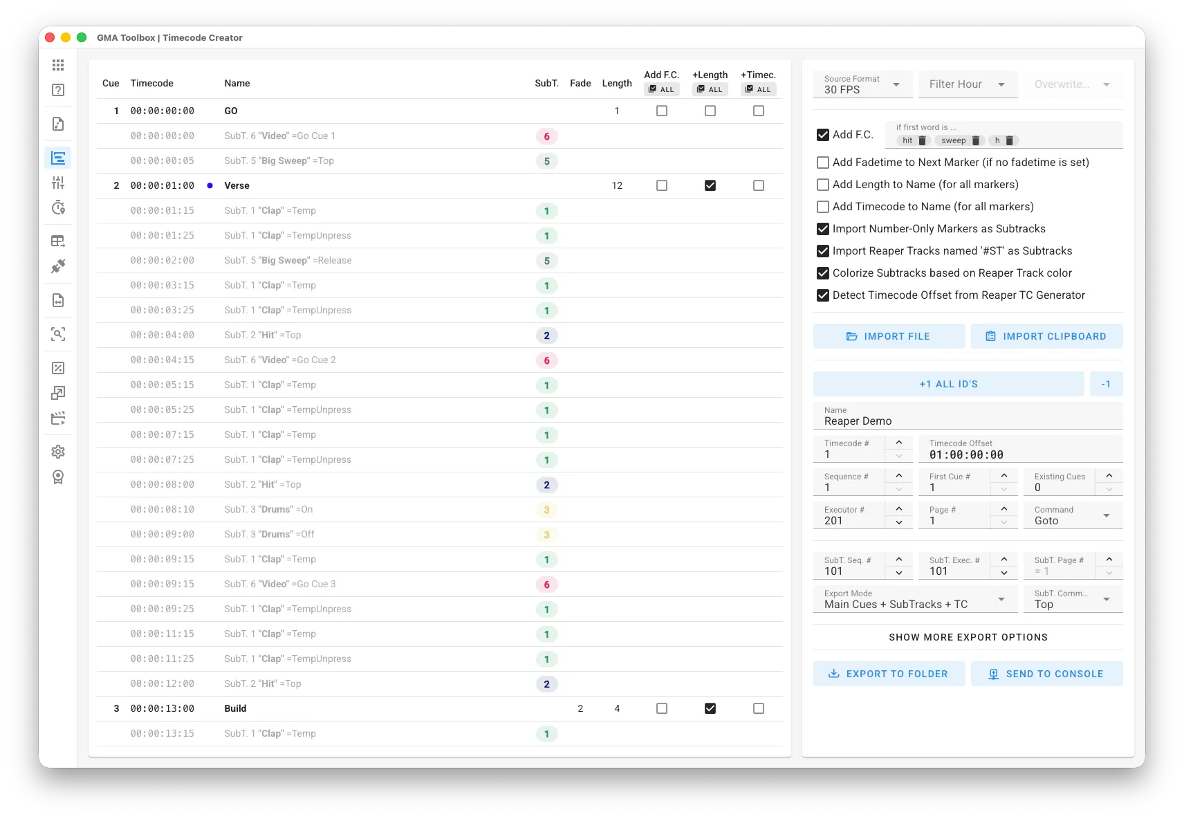 Timecode Creator - Screenshot