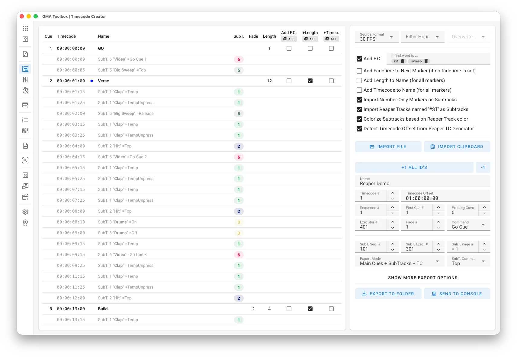 Timecode Creator - Screenshot