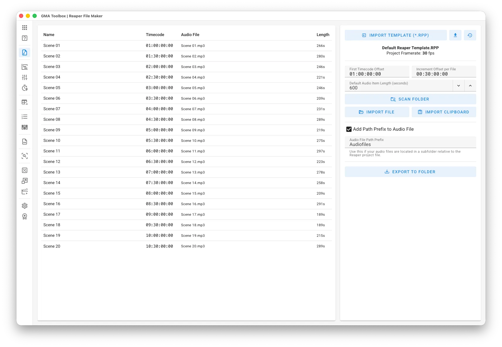 Reaper File Maker - Screenshot