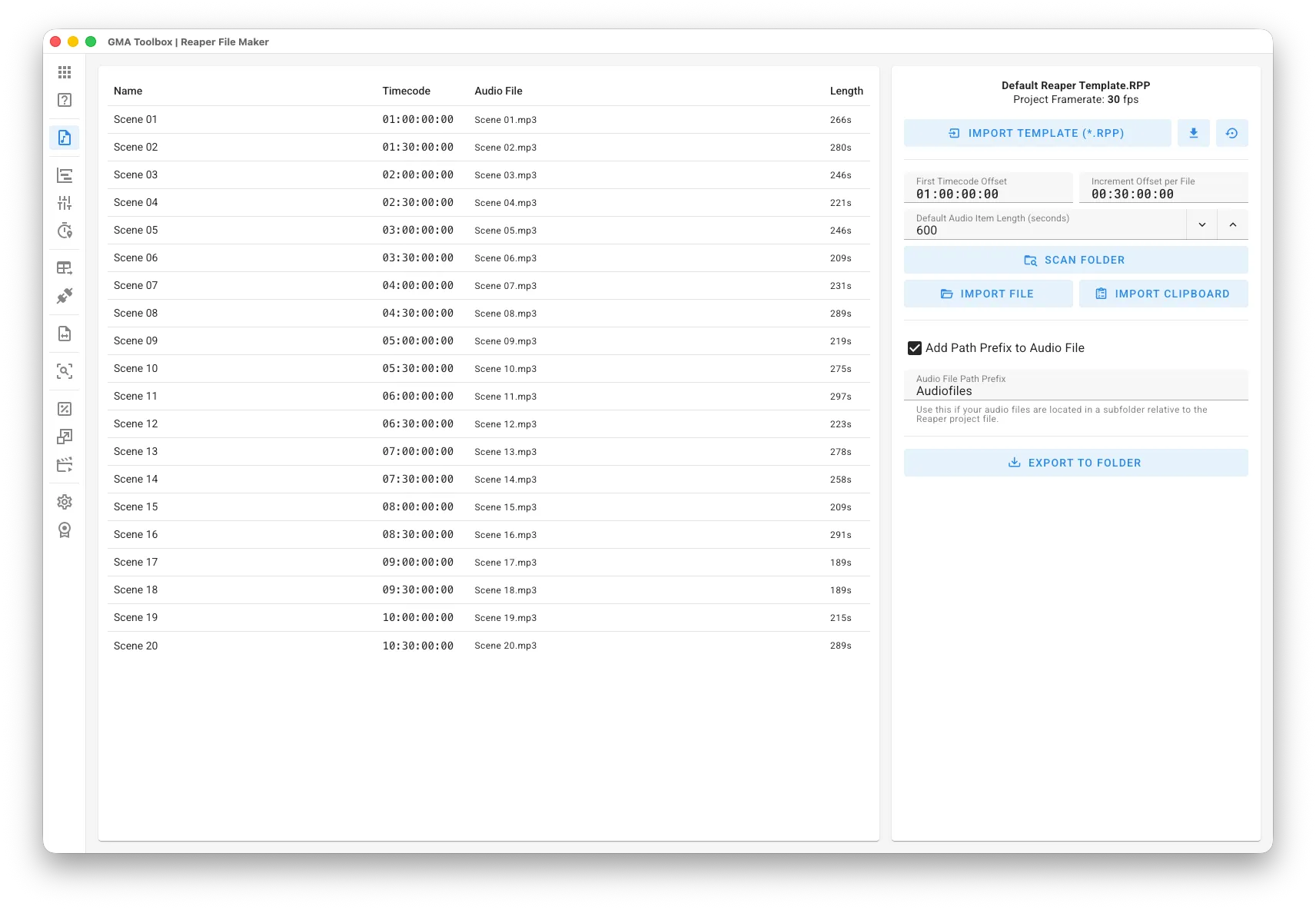 Reaper File Maker - Screenshot