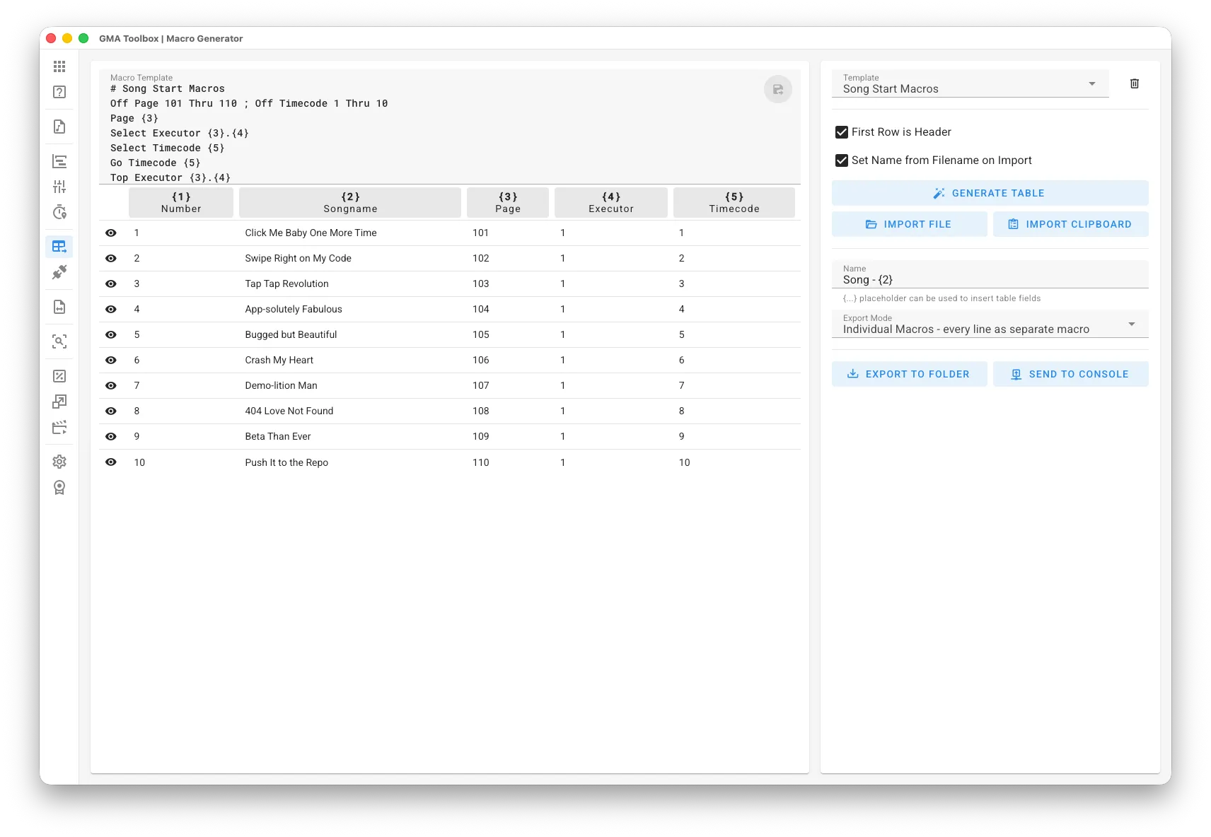 Macro Generator - Screenshot